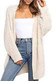 Womens Long Cardigans Waffle Oversized Open Front Knit Sweater with Pockets