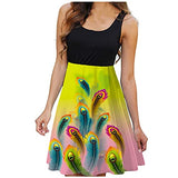 Summer Dresses for Women, Ladies's Casual V-Neck Sleeveless Ruffle Low-Cut Slit Solid Sling Dress Party UK Size | Women's Work Dresses