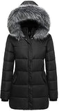 GGleaf Women's Winter Thicken Puffer Long Coat Warm Jacket with Fur Removable Hood