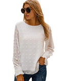 Womens Chiffon Blouses Elegant Lantern Long Sleeve Round Neck Top Pom Pom Shirts | Women's Tops and Blouses