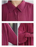 Women's Casual Cotton Linen High Low Irregular Hem Plus Size Long Button Down Shirt Dresses