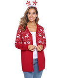 Womens Christmas Cardigan Lightweight Long Sleeve Button Top Ladies Chunky Cable Knit Reindeer Printed Cardigans | Women's Cardigan