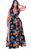 Women's Plus Size Sleeveless Deep V Neck Front Split Long Maxi Wrap Dress | Original Brand