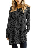 Womens Tunic Tops Leopard Print Shirt Long Sleeve V Neck Blouse | Women's Tops and Blouses