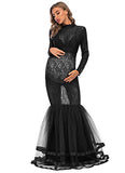 Lace See-through Gown For Photo Shoot Long Sleeve Tutus Maxi Photo Props Dress | Women's Casual Dresses