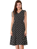 Women's Polka Dots 1950s Vintage V Neck A-Line Sleeveless Midi Dress