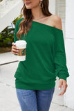 Sexy Tops for Women, Cute Tops for Women Long Sleeve Dolman Tops Blouses Shirts Irregular Off Shoulder Oversized Loose Fit Pullover Tunic Tops (XL, Emerald Green) | Women's Tops and Blouses