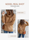 Aleumdr Womens Fashion Warm Turtleneck Long Sleeves Solid Printed Chunky Knit Jumper Pullover Sweater Khaki Small | Women's Sweaters
