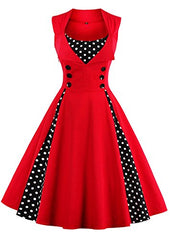 VERNASSA 50s Retro Dresses, Women's 1950s Vintage A-Line Cotton Swing Dress for Rockabilly Evening Party Cocktail, Multicolor, S-Plus Size 4XL | Women's Cocktail Dresses