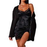 Women's Sexy Sling Nightwear Lace Dress Deep V-Neck Mesh Mini Dress Gifts for Women