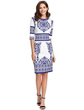 Women's Porcelain Print Work Sheath Business Pencil Dress | Women's Work Dresses
