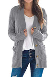 Womens Button Down Open Front Long Sleeves Pocketed Sweater Cardigan S-2XL | Women's Cardigan