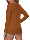 WNEEDU Women's Waffle Knit Tunic Tops Loose Long Sleeve Button Up V Neck Henley Shirts (M, Caramel) | Women's Sweaters