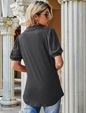 Womens Casual Polo Shirt Button Down V Neck Short Sleeve Loose Blouses | Original Brand | Women's Tops and Blouses