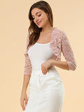 Women's Ruffle Collar Crop Cardigan Sheer Floral Lace Shrug Top | Original Brand