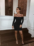 Women's Sexy Off Shoulder Backless Lace Up Club Bodycon Mini Dress