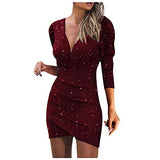 Women Fashion Deep V Neck Sexy Starry Sky Print Skinny Hip Dress Long Sleeve Dresses Women Party Dresses Women Tight Dresses | Original Brand