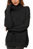 Women's Jumpers Loose Turtleneck Sweater Long Sleeve Roll Neck Colour Block Knitwear