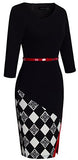 Women's Elegant Patchwork Sheath Sleeveless Business Dress B290 | Women's Work Dresses
