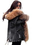 Aofur Plus Size Women's Long Hooded Parka Coat Warm Winter Overcoat Faux Fur Collar Qulited Jacket