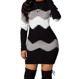 Koinshha Women's Striped Mini Bodycon Sweater Dress Long Sleeve Knitting Pullover | Women's Casual Dresses