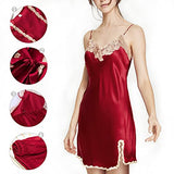 Women Sleepwear 6pcs Satin Pajama Set With Chest Pad Lace Trim Sexy Lingerie Nightgown Robe Soft Silk Dress Nightwear | Women's Casual Dresses