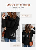 Aleumdr Womens Winter Fashion Cozy Turtleneck Sweater Long Sleeve Top Solid Printed Chunky Knitted Pullover Jumper Black Small | Women's Sweaters
