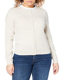 Women's Cotton Crew Cardigan, Beige (Linen B2653), Large | Women's Cardigan