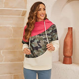 Womens Cowl Neck Hooded Sweatshirts Drawstring Pullover Jumper Ladies Color Block Long Sleeve Hoodie Top | Original Brand | Women's Cardigan