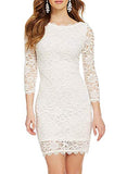 3/4 Sleeve Full Flroal Lace Short Cocktail Dress