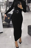 Women's Sexy Turtleneck Long Sleeve Elegant Bodycon Party Long Dress