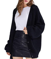 Women's Cardigan Sweater 100% Cotton Button-Down Long Sleeve Oversized Knit Cardigans