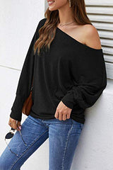 Fall Tops for Women 2022,Elegant Sexy Off The Shoulder Tops,Trendy Long Sleeve Shirts Pullover Sweater Jumper Tunic Top Blouses Black | Women's Sweaters