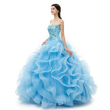 Engerla Women's Beading Sweetheart Ball Gown Tulle Layed Long Quinceanera Dress