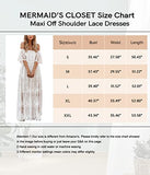 Womens Casual Off Shoulder Maxi Dress White Lace Sleeve Beach Dresses