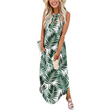 Women's Summer Casual Criss Cross Sundress Sleeveless Split Plus Size Maxi Beach Dress with Pockets | Original Brand