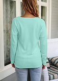 WNEEDU Women's Waffle Knit Tunic Tops Loose Long Sleeve Button Up V Neck Henley Shirts (M, Light Green) | Women's Sweaters