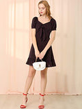 Women's Ruffle Hem Neck Heart Tie Front Flare Mini Dress | Original Brand