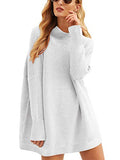 Calbetty Womens Turtleneck Batwing Sleeve Chunky Knit Pullover Sweater Tops Casual Oversized Tunic Sweaters | Women's Casual Dresses