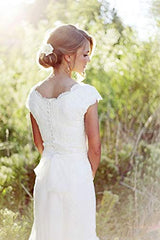 Full Lace Wedding Dresses Cap Sleeve Bridal Gowns