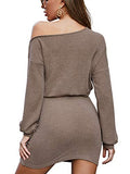 Women Long Sleeve Stretch Slim Fit Hip Dress Midi Bodycon Sweater Dress S-XL