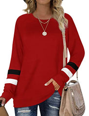 Geifa Sweatshirts for Women Crewneck Color Block Sweaters Long Sleeve Tunic Tops