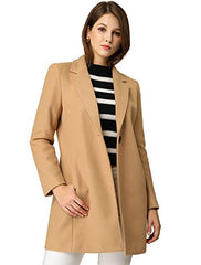 Allegra K Women's Classic Notched Lapel Long Sleeve Buttoned Long Coat