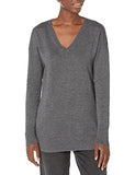 Charcoal Heather Lightweight V-neck Tunic Sweater - Ae Store | Women's Jumpers