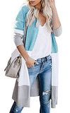 Women Boho Striped Cardigan Sweater Open Front Long Sleeve Color Block Knit Coat | Women's Cardigan