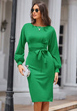 Women's Bodycon Pencil Dress Office Wear to Work Dresses with Pocket Belt | Women's Work Dresses