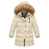 WOCACHI Girls Down Parka, Little Big Girls Removable Hooded Winter Coat Spring Puffer Jacket Tunic Long Padded Overcoat