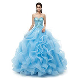 Engerla Women's Beading Sweetheart Ball Gown Tulle Layed Long Quinceanera Dress