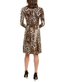Women's Long Sleeve Self Tie Snake Print Matte Jersey Dress | Original Brand | Women's Work Dresses