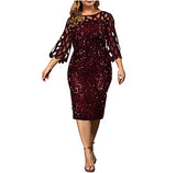 Women's Dress Sweet & Cute Dress Ladies Sexy Plus Size Long Sleeve Solid Splicing Perspective Sequin Dress Fancy Cocktail Dress Party Dress Maxi A-line Dress | Original Brand | Women's Cocktail Dresses